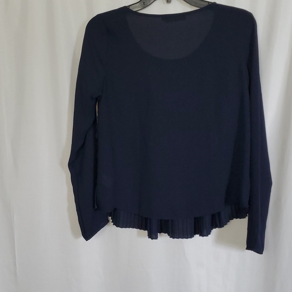 Elodie Women's Navy Small Long Sleeve Sheer Top - Picture 4 of 7